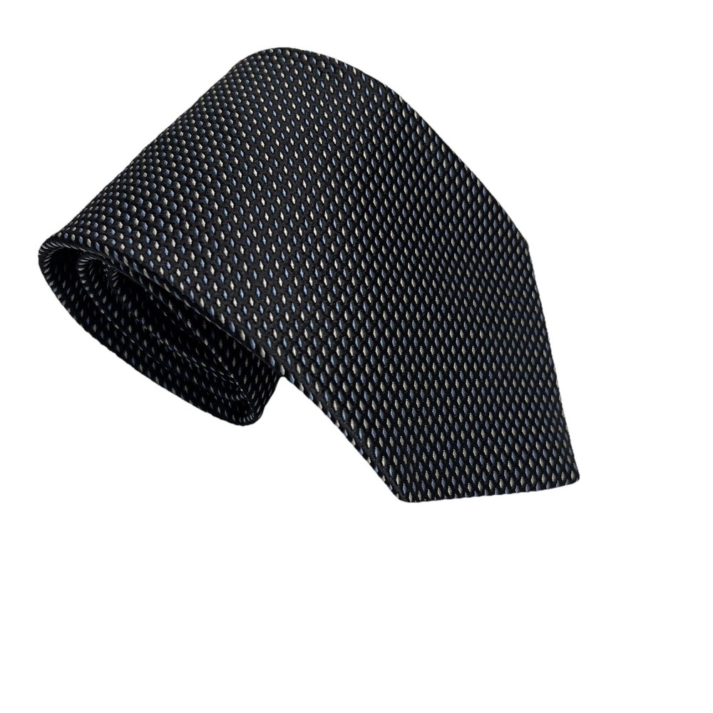 Tommy Hilfiger Necktie Mens Extra Long Navy Blue Silk Geometric Made in USA